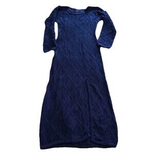 NWT Bergati Dress Women Sz X-large Blue Long Sleeve Knit Textured Coogi-like Y2K
